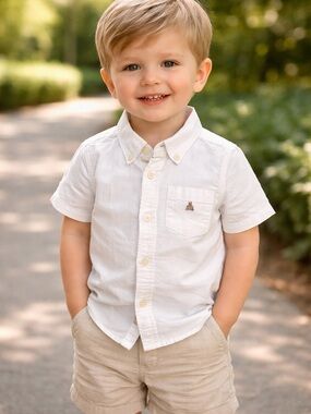 Gap Kids 3T White Polo Bear Logo Collared Shirt
